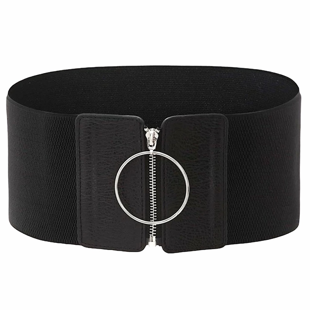 Zipper Pull Black Corset Belt